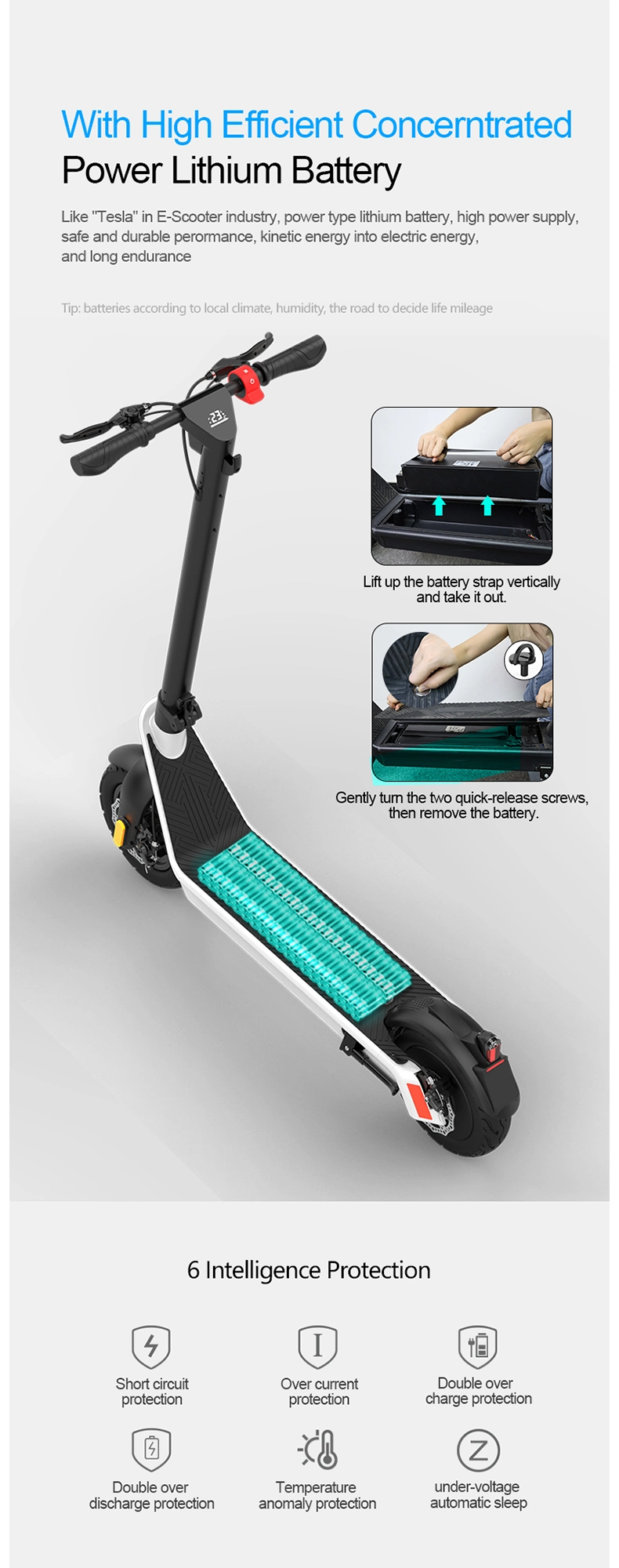 Original Kick Scooters 12 Ah 10ah Battery Removable 8.5 Inch 10 Inch 700W Motor 45km Range Hx X7 X8 Foldable Electric Scooter