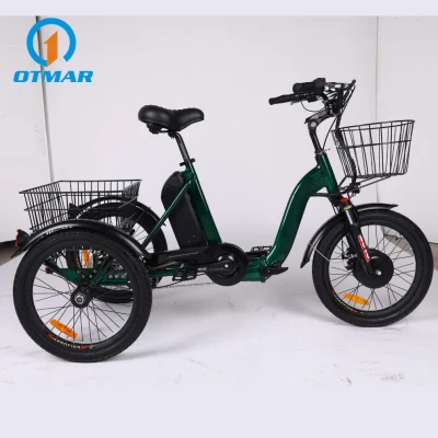 La Chine OEM 20pouces Tricycle électrique à entraînement avant Mini Pneu Trois Roues Vélo de Ville Électrique Pliable 250W Cargo E Trike